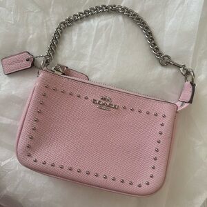 Coach Pink Studded Leather Wristlet